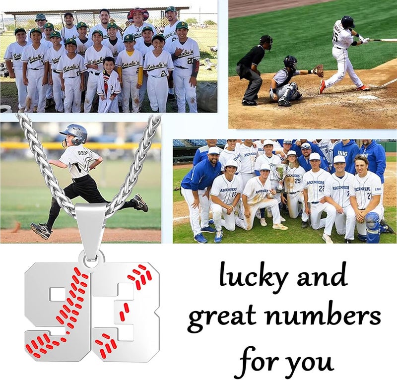 Wikavanli Personalized Baseball Jersey Number 00-99 Necklace - Stainless Steel Baseball Chain Pendant Necklace - Team Jewelry Gift for Boys, Girls, Men, Women - Image 3